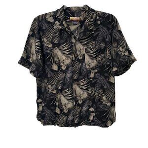 Havana Jack's Cafe Mens Shirt 100% Silk Hawaiian Floral Button Down Size Medium
